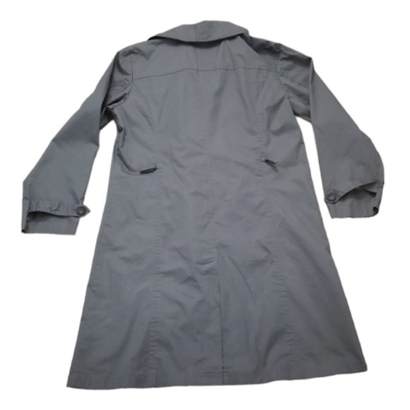 Garnet Hill Women Size Large Gray Cotton Button Down Trench Coat - Picture 6 of 6